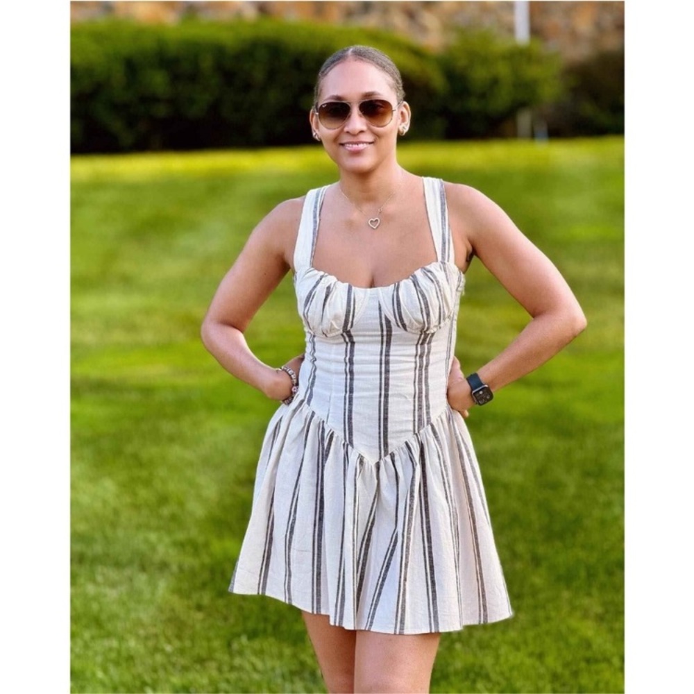 Striped Cream Dress - Picture 5 of 5